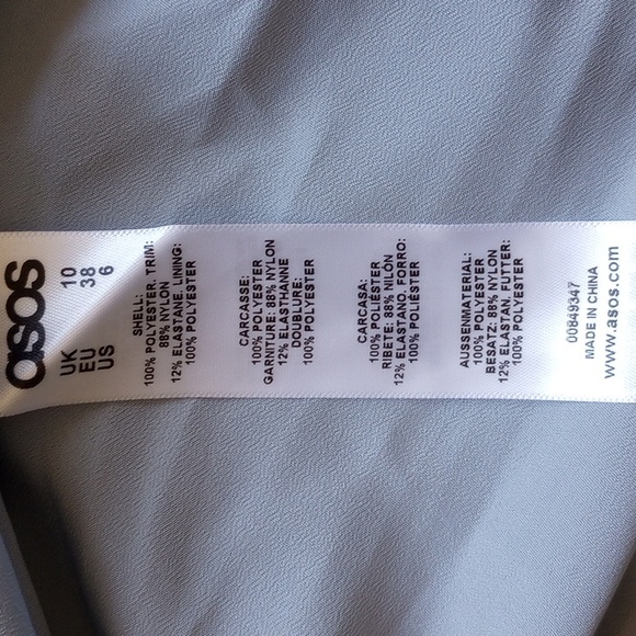 ASOS Lace & Crepe Midi Dress 6 Lined Pale Aqua Blue - Picture 4 of 7